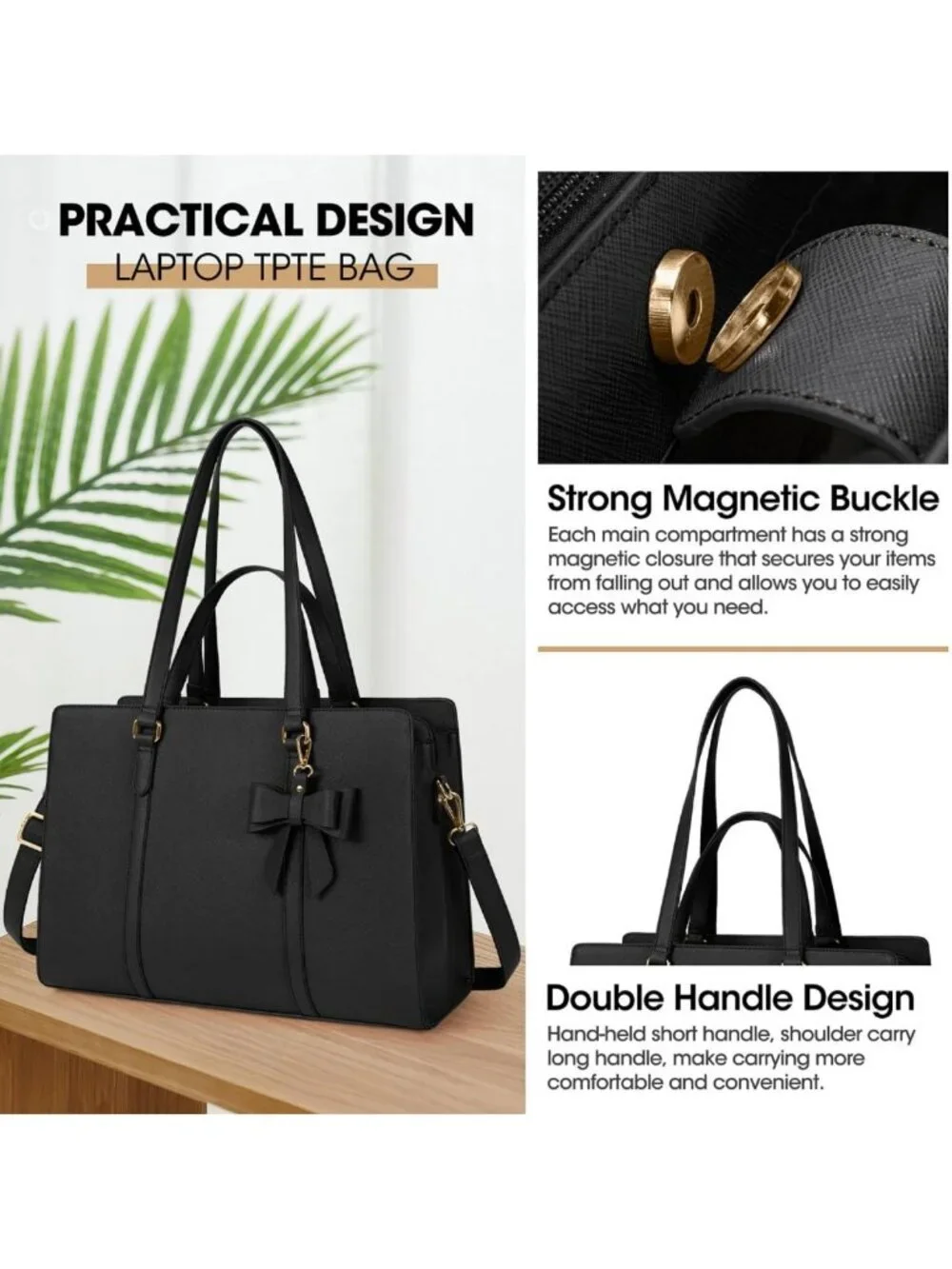 Stylish Waterproof Laptop Tote Bag for 15.6